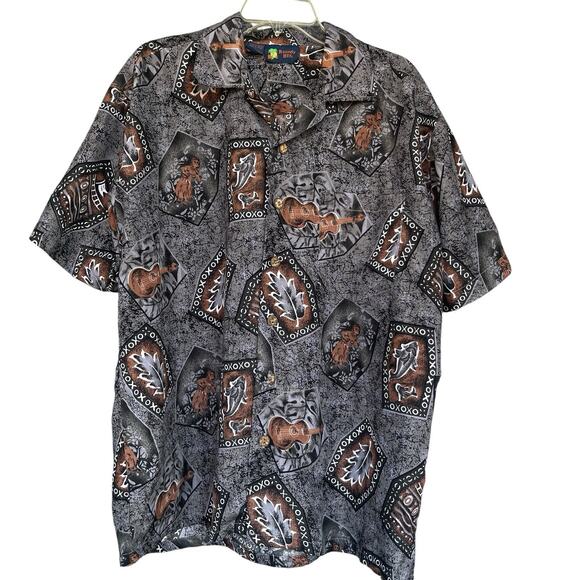 Roundy Bay Other - Roundy Bay Mens Hawaiian Shirt Large Button Up Tiki Guitar Aloha Luau Vacation